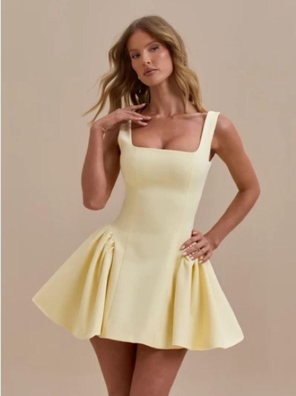 LEAU Yellow Ysabelle Babydoll Dress